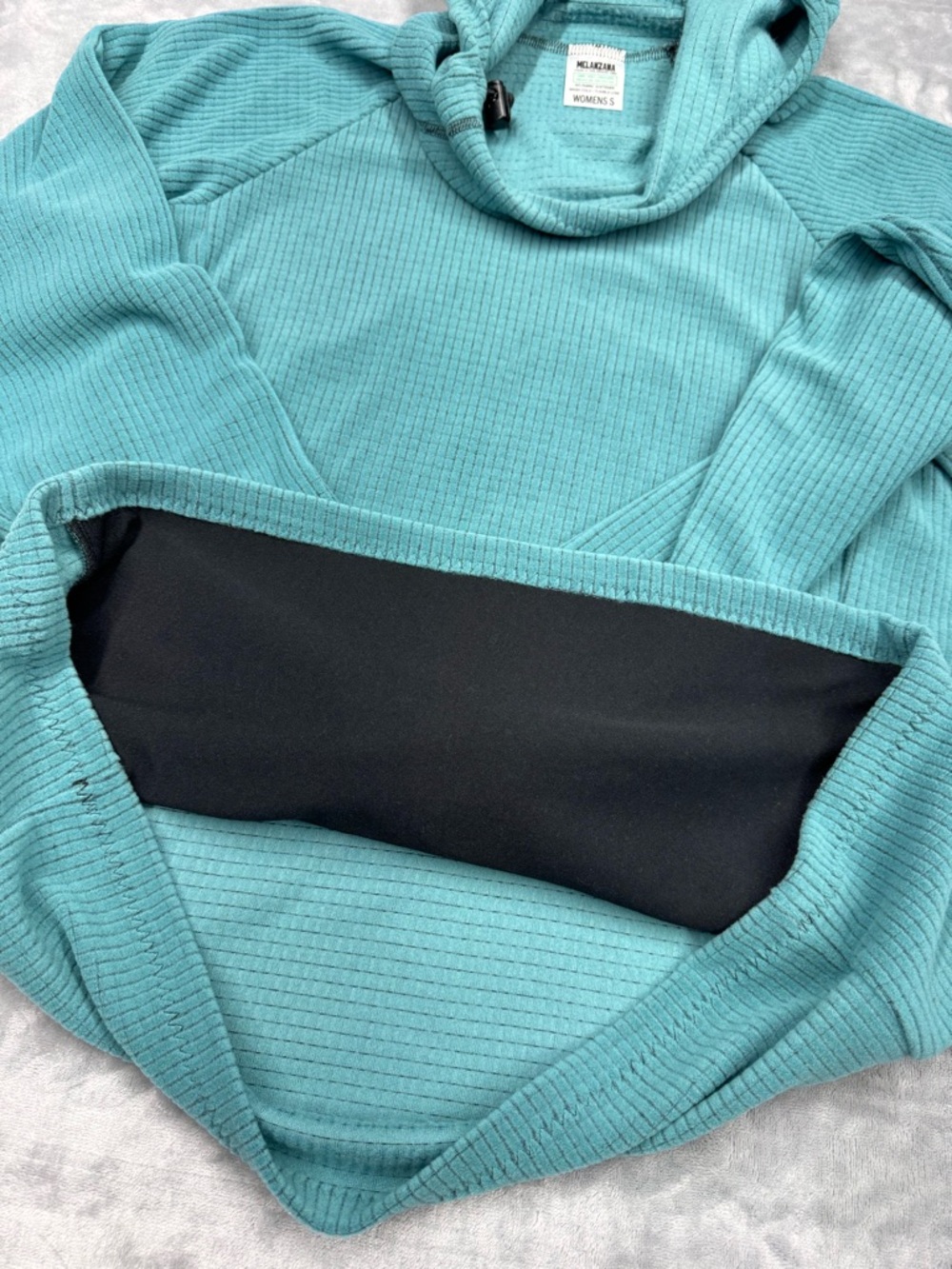 Melanzana Women's Micro Grid Teal Hoodie - Picture 6 of 10